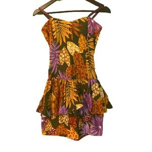 Vintage 80’s body con tropical print dress